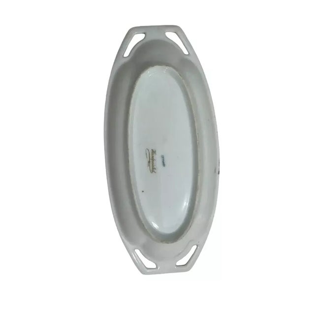 RS Prussia Tillowitz Oval Relish Dish Hand Painted Flowers 8.25 x 3.75". 8” x 3.5” 1.5” tall Good condition