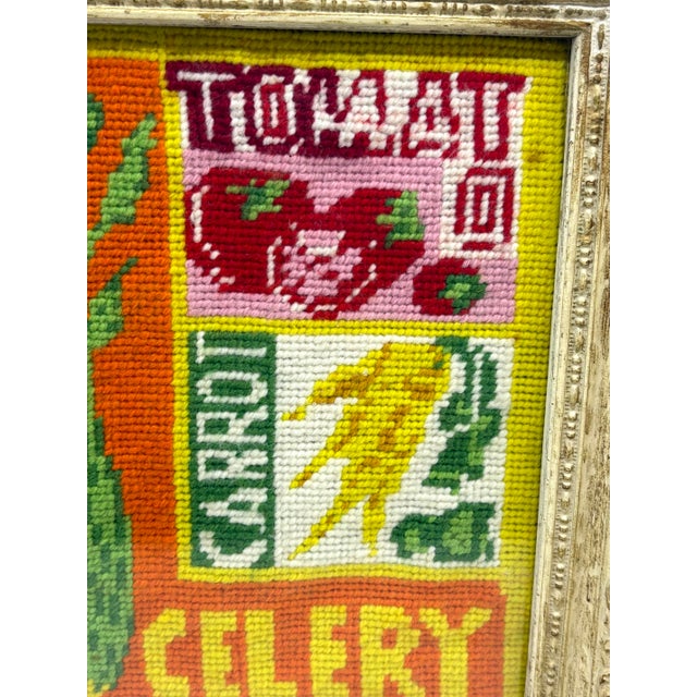 1970s Vegetable Crewel Pop Art Artwork Framed For Sale In New York - Image 6 of 7