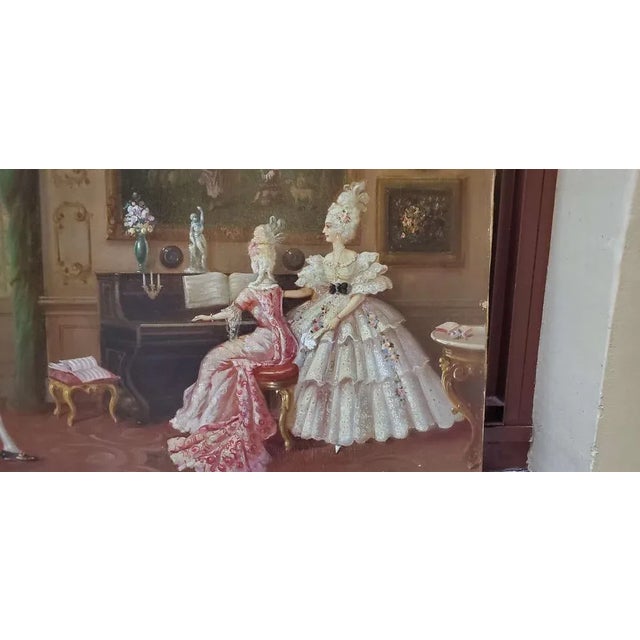 1920s G. Guidi, Nobles in Interior Scenes, 1920s, Oil on Canvas For Sale - Image 5 of 8