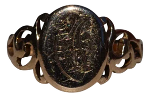 The Lithonia: Ladies Yellow Gold Engraved Signet Ring