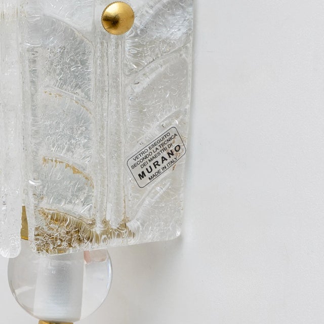 Gold Art Deco Brass and Graniglia Murano Glass Sconces, 2000s, Set of 2 For Sale - Image 8 of 11