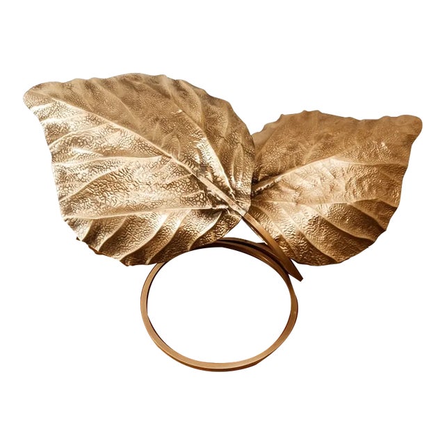 Brass Lamp with Two Leaves by Tommaso Barbi For Sale