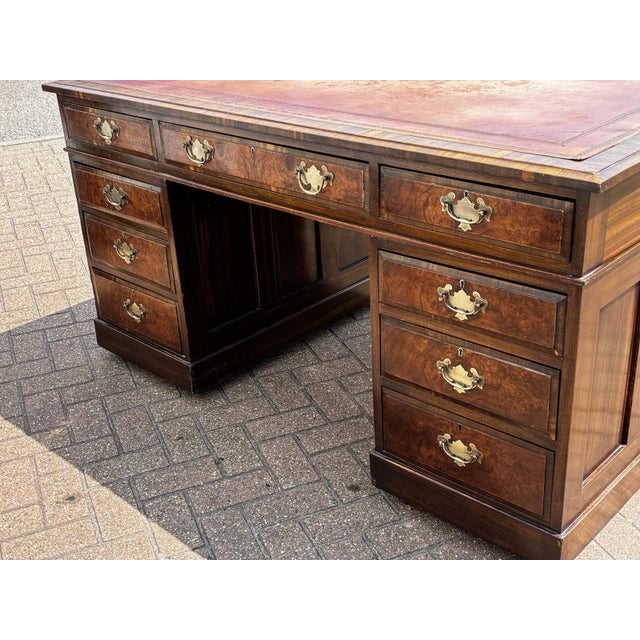 Partners Pedestal Desk in Walnut For Sale - Image 3 of 18