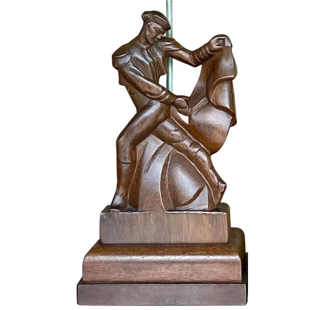 Wood Vintage Mid-Century Heifetz Hand-Carved Dancer Table Lamps – A Pair For Sale - Image 7 of 12