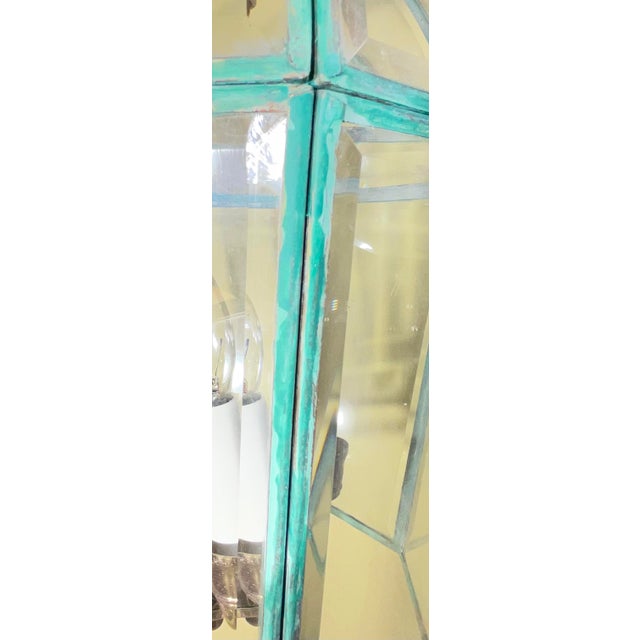 Vintage Hexagonal Solid Brass Hanging Lantern / Dome Pendant Light For Sale - Image 13 of 17