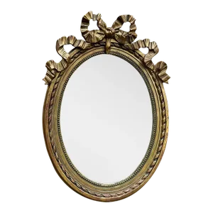 Antique Italian Louis Xvi Oval Giltwood Powder Room Mirror