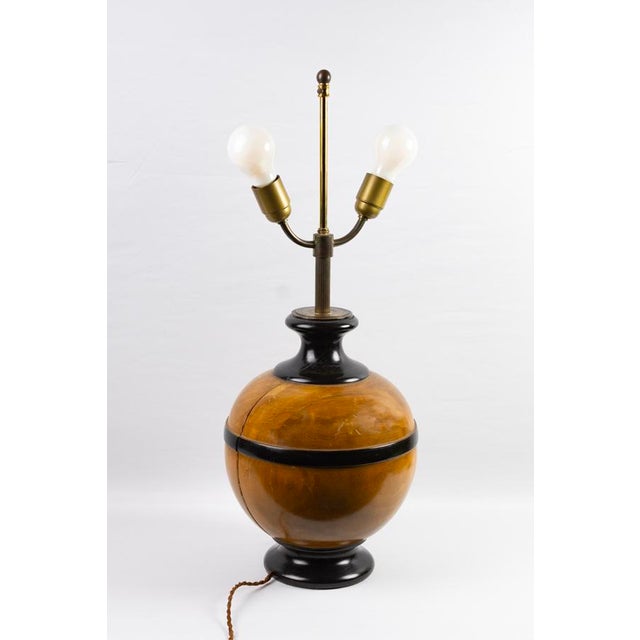 Turned Wooden Ball Lamp Base with Two Lights, 1980s For Sale - Image 9 of 11