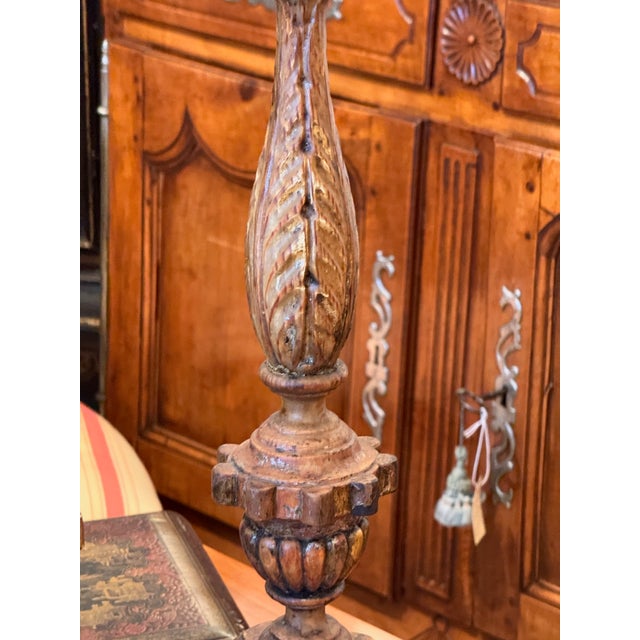 Wood 19th Century Silver Gilt Candlesticks For Sale - Image 7 of 16