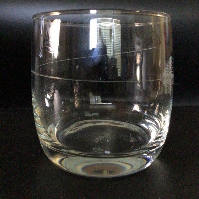 English Rolf Glass L.L.Bean Fishing Fly Etched Cocktail Glasses-Set of 2 For Sale - Image 3 of 12