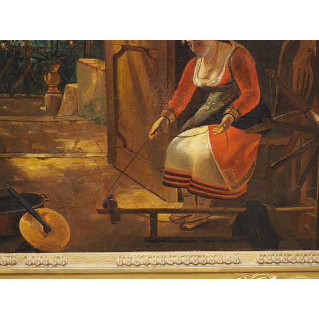 19th Century French Oil on Canvas, “La Fileuse D’Albano” After Claude Bonnefond For Sale - Image 11 of 17