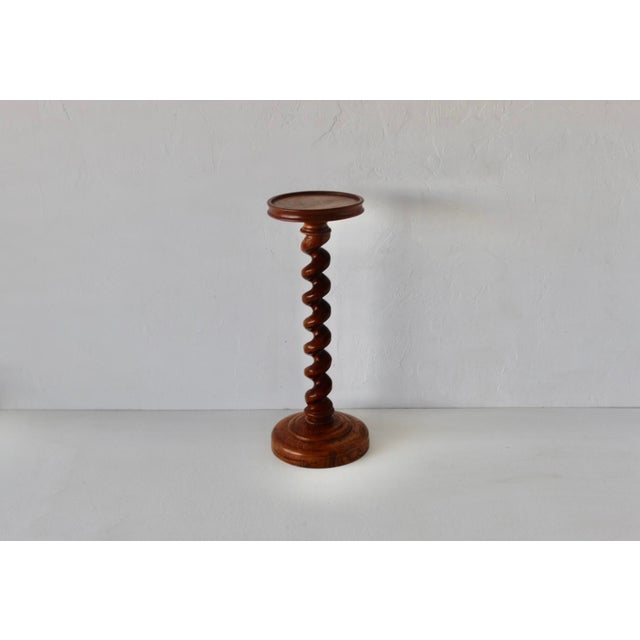 Vintage French Style Barley Twist Wood Side Table Pedestal Mid-Century For Sale - Image 13 of 18