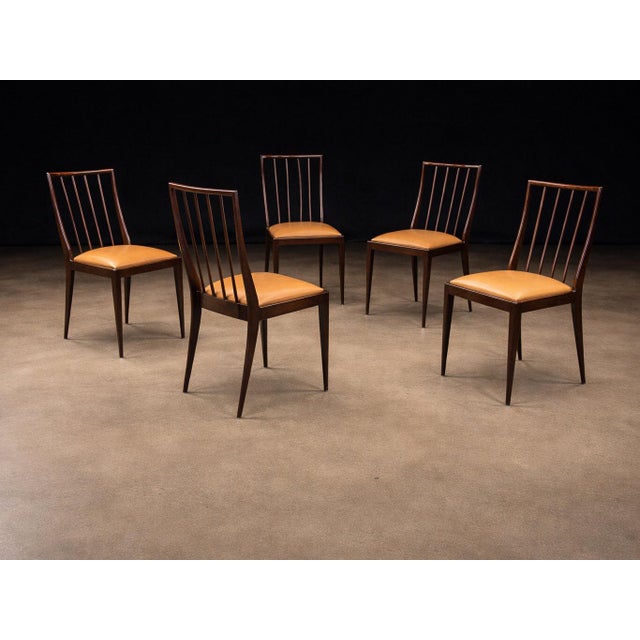 Set of Six Brazilian Modern Dining Chairs in Rosewood & Leather by Geraldo De Barros, Unilabor, 1950s For Sale In New York - Image 6 of 14