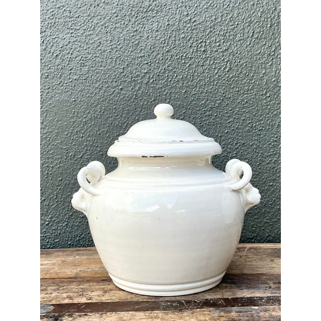 Mid 20th Century Vintage Glazed Ceramic Lidded Urn For Sale - Image 5 of 12