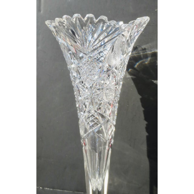 16” Trumpet Vase American Brilliant Cut Crystal Circa 1890s For Sale In New York - Image 6 of 6