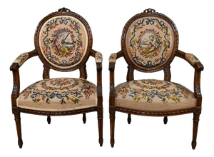 Louis XVI Style Beechwood Armchairs, Early 20th Century, Set of 2
