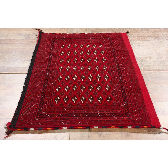 Red Vintage Red Persian Turkoman Rug - 02'05 X 04'06 For Sale - Image 8 of 9
