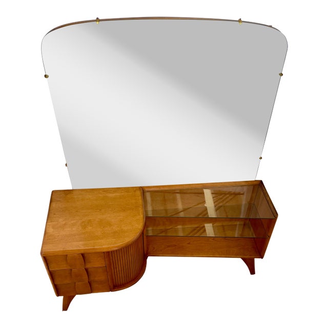 1950s Heywood Wakefield Kohinoor Vanity & Mirror For Sale