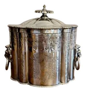 Victorian Ornate Silver Plated Biscuit Barrel by Robert & Belk, 1860s