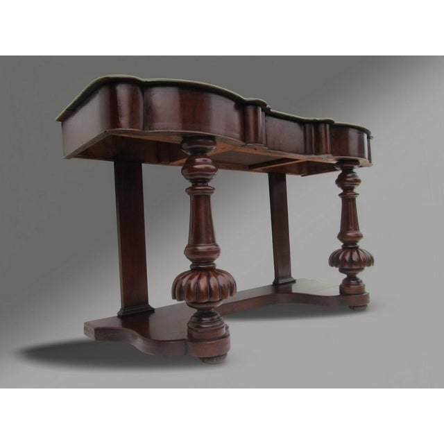 Mahogany Console Table with Leather Inlay Top and Drawer, 1870s For Sale - Image 12 of 16