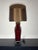 Art Deco 1980s Dark Berry Red Table Lamp With Brass Detailing For Sale - Image 3 of 5