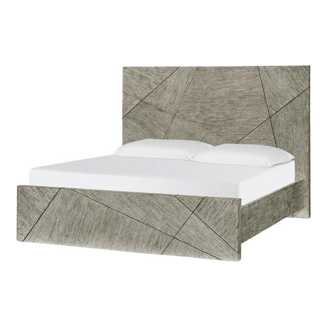 French Modern Greyed Oak King Bed Chairish