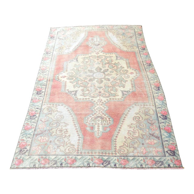 Vintage Pale Natural Wool Rug For Sale