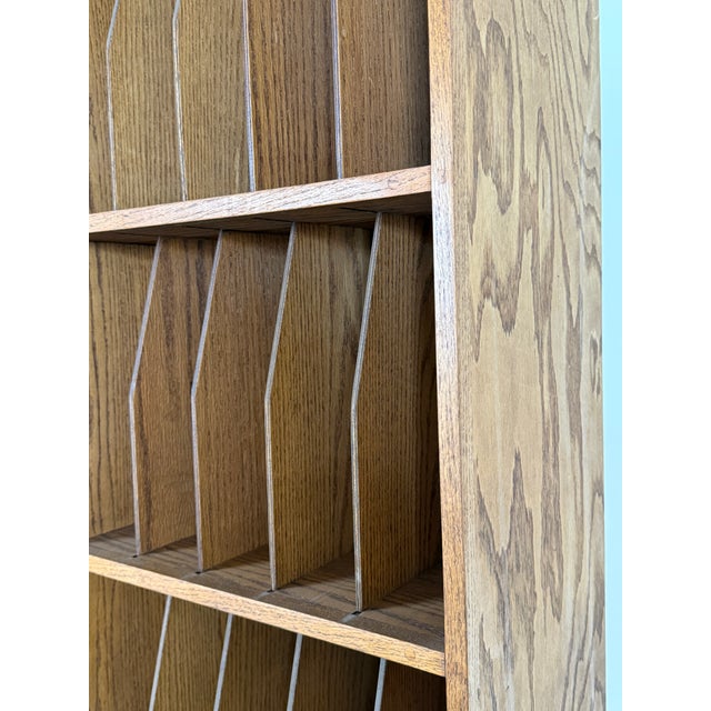 Vintage Oak 1980's Custom Record Lp Cabinet For Sale - Image 10 of 16