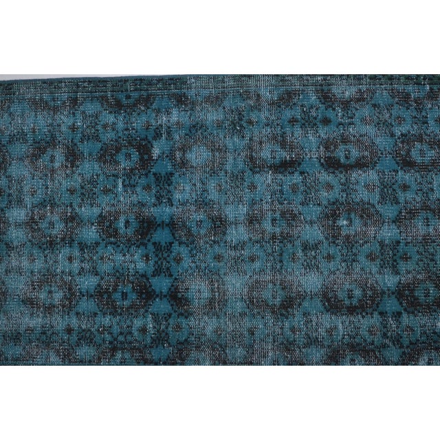 Turkish Turqoiıse Vintage Area Carpet For Sale - Image 3 of 9