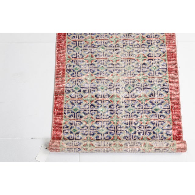 1950s Geometric Tribal Rug, Rustic Farmhouse Hallway Decor For Sale - Image 4 of 10