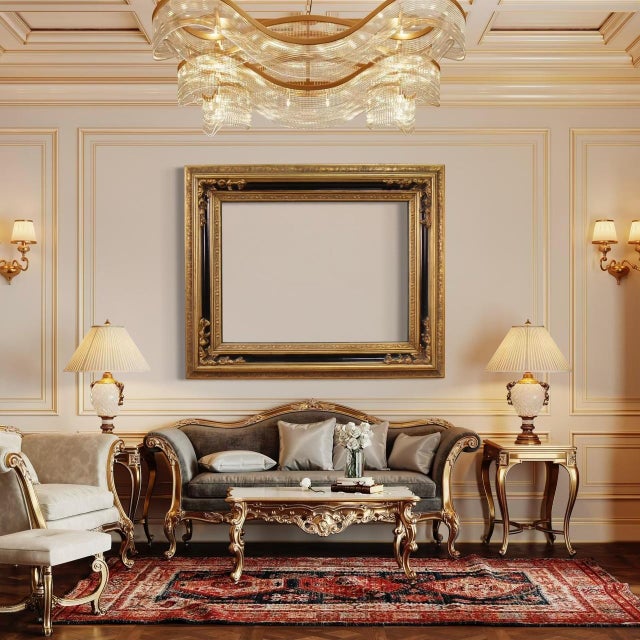 1990s Large Vintage Lacquered and Gilded Frame, 1990 For Sale - Image 5 of 16