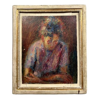 Portrait of a Young Woman, 20th Century, Oil Painting on Canvas, Framed For Sale