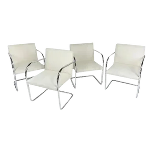 Set of 4 Mies Van Der Rohe for Knoll Brno Chairs in Cato Upholstery