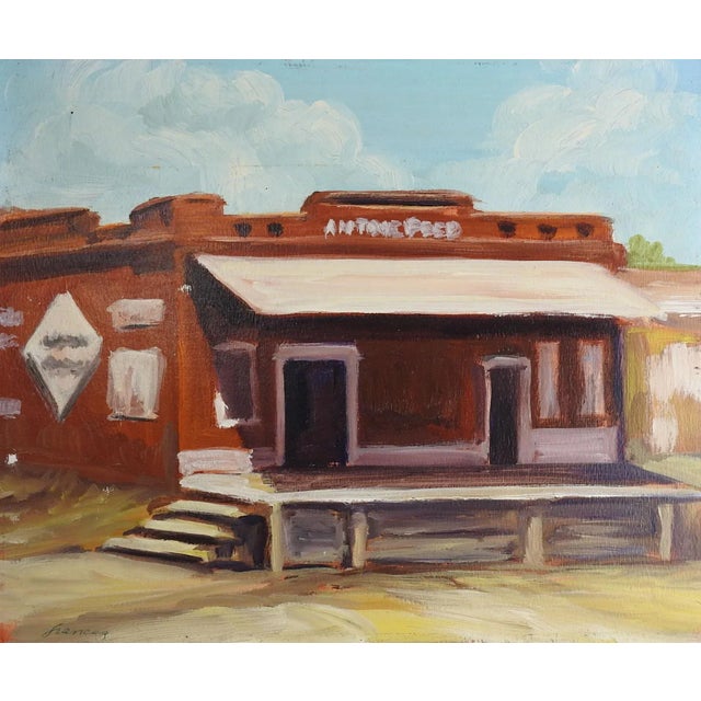 Rustic Late 20th Century Old Feed Store Building Painting For Sale - Image 3 of 3