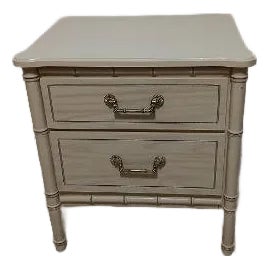 Vintage Nightstand Hollywood Regency Style Faux Bamboo 2 Drawer For Sale