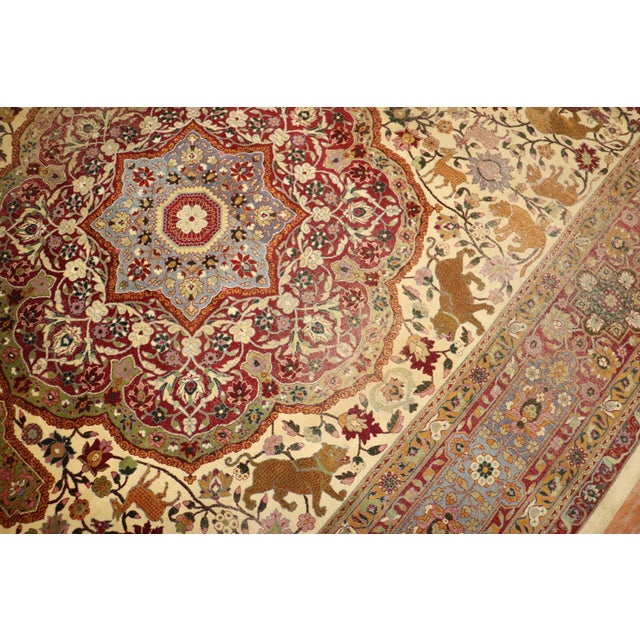 19th Century Zabihi Collection Indian Agra Animal Motif Rug - 8'2" x 12'4" For Sale - Image 9 of 12