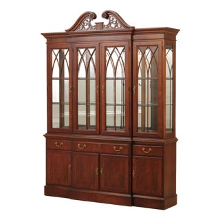 Ethan Allen 18th Century Mahogany Collection Breakfront For Sale