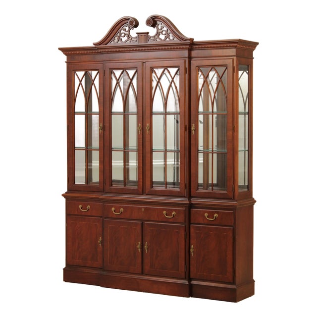 Ethan Allen 18th Century Mahogany Collection Breakfront For Sale