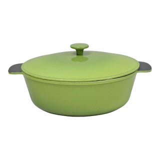 Vintage Cast Iron Dutch Oven Made in France 20538 Green Casserole Pot W/ Lid For Sale