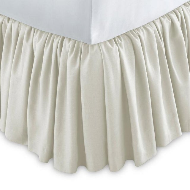 Twin Mandalay Ruffled Linen Bed Skirt, Offwhite Chairish