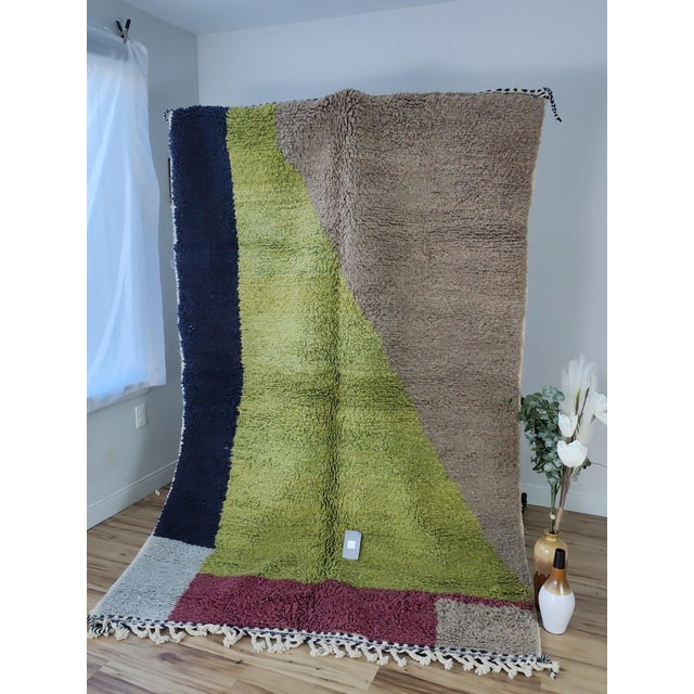 Moroccan Contemporary Multicolor Color Block Wool Moroccan Rug For Sale - Image 3 of 11