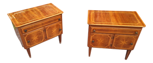 Light Wood Bedside Tables with Compass Rose Inlays by Mario Cereghini, Set of 2