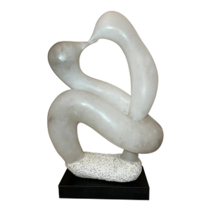 Large Modernist Vintage Carved White Marble Stone Abstract Sculpture Statue