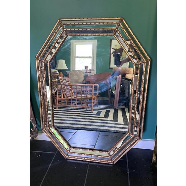 La Barge La Barge Faux Bamboo Gold Gilt Mirror For Sale - Image 4 of 9