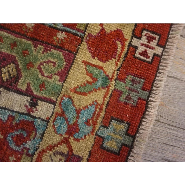 1880s Multicolor Abstract Geometric Antique Turkish Sivas Yastik Carpet Rug For Sale - Image 9 of 18