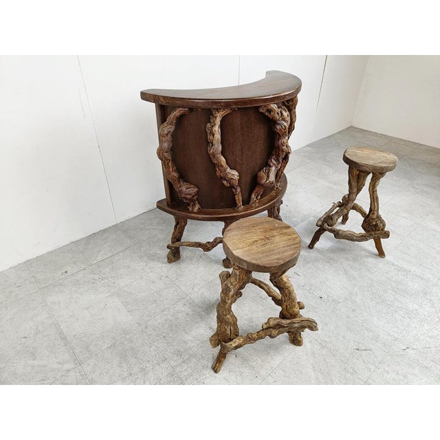 Vintage Vinewood Branch Bar Set, 1950s, Set of 3 For Sale - Image 6 of 11