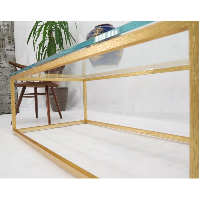 Transparent Gold Gilt Rectangle Frame Thick Glass Top Coffee Table For Sale - Image 8 of 12