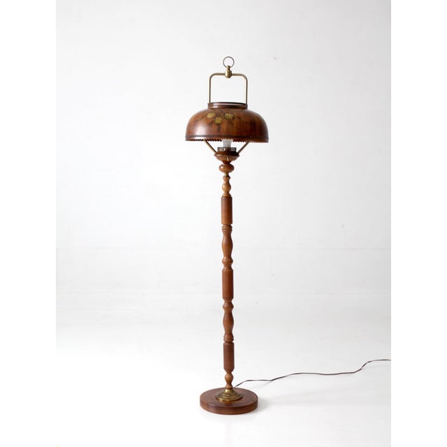 Vintage Faux Bois Floor Lamp With Hand Painted Pinecone Shade For Sale - Image 18 of 18