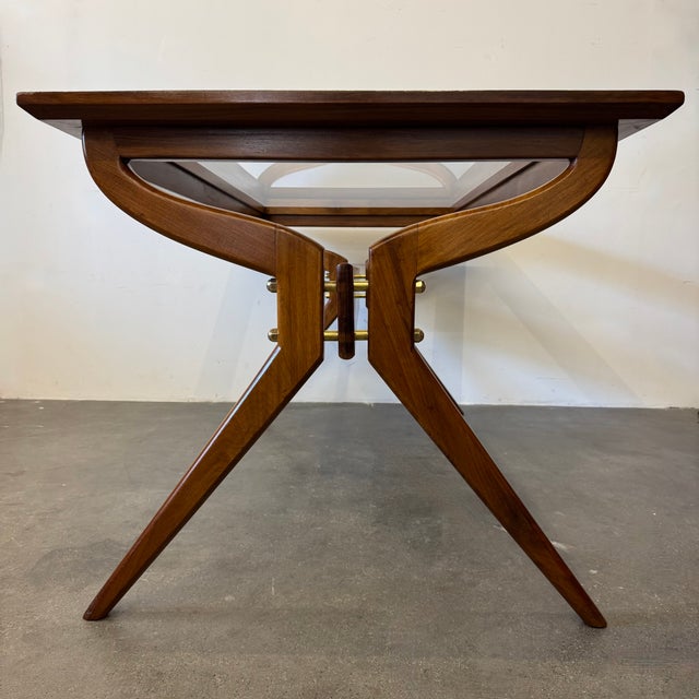 Teak and Glass Dining Table, 1950s For Sale - Image 11 of 12