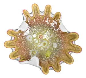 Vintage Murano Italian Art Glass Millefiore Clam Shell Candy Dish Bowl (B)