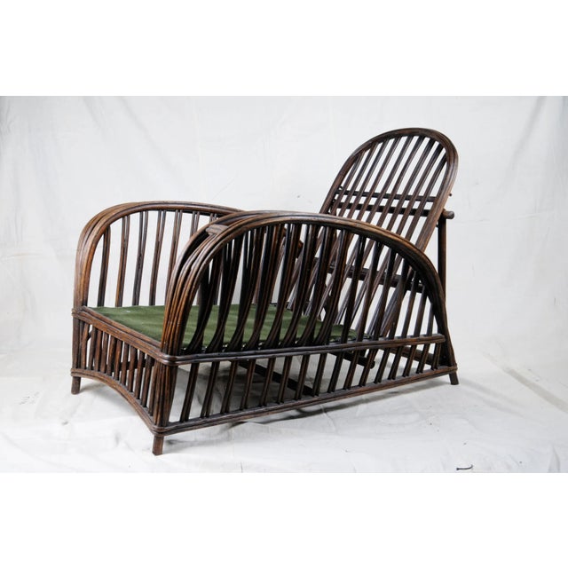 Bradley and Hubbard Leather Wicker Chair and Ottoman For Sale - Image 4 of 10